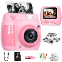 Câmera infantil de impressão instantânea Gofunly 48MP 1080P HD Video rosa Câmera infantil de impressão instantânea Gofunly 48MP 1080P HD Video rosa