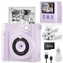 Câmera infantil de impressão instantânea Petekuqi HD 1080P com cartão de 32 GB