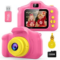 Câmera infantil Desuccus 1080P HD Digital com cartão SD de 32 GB rosa Câmera infantil Desuccus 1080P HD Digital com cartão SD de 32 GB rosa