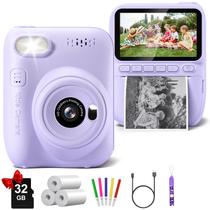 Câmera infantil Gofunly Instant Print 32MP 1080P com cartão SD de 32GB