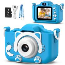 Câmera infantil goopow Kids de 3 a 8 anos com cartão SD de 32 GB e 12 MP azul