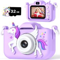 Câmera infantil HOOMOON 2024 Upgrade Unicorn 1080P HD 32GB