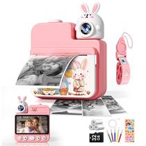 Câmera Infantil Instantânea Hittymoon Rosa com Cartão TF de 32GB