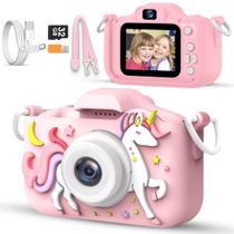 Câmera infantil LOMINAT Unicorn 1080P HD com cartão SD de 32 GB rosa Câmera infantil LOMINAT Unicorn 1080P HD com cartão SD de 32 GB rosa
