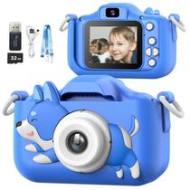 Câmera infantil Magolo Magolo Dog Blue com capa de silicone de 3 a 12 anos