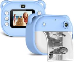 Câmera Infantil Multifuncional, 20MP 1080P HD, 200 dpi, MP3, Jogos, Zoom 16X, Time Lapse, Recarregável, com Papel de Impressão Azul