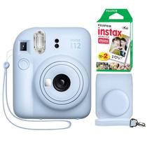 Câmera instantânea Fujifilm Instax Mini 12 com estojo e filme azul pastel