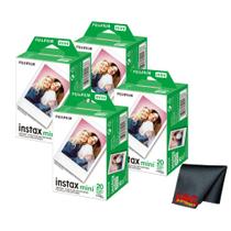 Câmera instantânea Fujifilm Instax Mini com 80 películas e tecidos