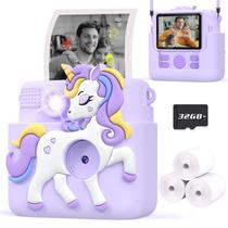 Câmera Instantânea Infantil Careenoah 1080P com Cartão de 32GB Lilás