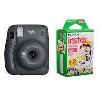 Câmera Instax Mini 11 Cinza Carvão Fujifilm com Kit de Acessórios