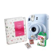 Câmera Instax Mini 12 Azul com Álbum Flamingos para 64 Fotos e Filme 10 Poses