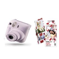 Camera instax mini 12 lilas candy + filme instax mini heart sketch 10 fotos