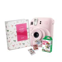 Câmera Instax Mini 12 Rosa com Álbum Flamingos para 64 Fotos e Filme 10 Poses