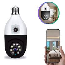 Câmera Inteligente Lâmpada Duas Lentes Visão Noturna Wifi Ap