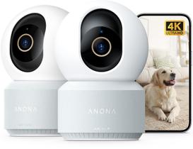 Câmera interna Anona 4K UHD 360 Pan-Tilt, kit com 2 unidades