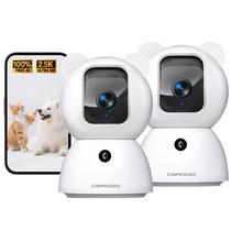 Câmera interna CINMOORE 2,5K 4MP Pan Tilt kit com 2 unidades