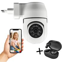Câmera Interna Tomada Wifi Full 360 Jortan Noturna + Fone