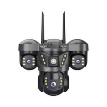Câmera IP 4G De 15MP Com Energia Solar, 3 Lentes E Visão Noturna Para Segurança Externa CCTV.