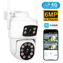 Câmera IP 4G Externa 6MP PTZ Cartão SIM CCTV Vigilância Colorida Visão Noturna Detecção De Movimento - TONGWODE