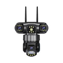 Câmera IP 4G PTZ Externa De 15MP 6K Com 3 Lentes, Detecção De Movimento E Monitor De Vigilância