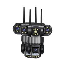 Câmera IP 4G PTZ Externa De 15MP 6K Com 3 Lentes, Detecção De Movimento E Monitor De Vigilância