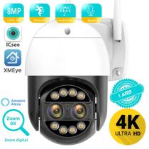 Câmera IP 4K 8MP PTZ WIFI Externa Lente Dupla 8X Zoom Sem Fio Vigilância Por Vídeo CCTV P2P ICsee