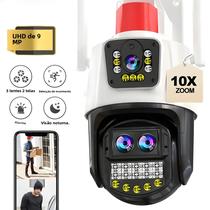Câmera IP Com Zoom 10X, 3 Lentes, WiFi, Hotspot RG45, Detecção Multi-Pessoas, Vigilância Por Vídeo