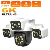 Câmera IP Externa 6K 12MP Com 3 Lentes, 3 Telas, WiFi, 4K, Tela Dupla, Rastreamento Automático PTZ,