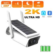 Câmera IP Externa Movida a Energia Solar 4K 8MP Wifi Bateria Sem Fio IP66 PIR Câmera Bala De