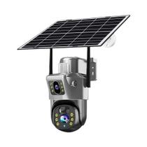 Câmera IP Externa Solar 4K 8MP WiFi Com Lente Dupla PTZ Sem Fio Para Vigilância CCTV