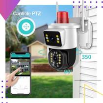 Câmera Ip Externa Wifi Dupla 2 Em 1 Visão Noturna Yoosee Com Alarme de Segurança Cor Branca