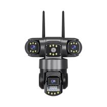 Câmera IP Externa WiFi PTZ De 15MP Com Três Lentes Coloridas De Visão Noturna CCTV Vigilância V380