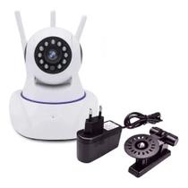 Câmera Ip ONVIF 360 3 Antenas Hd Wifi Rj45 Visão Noturna Alarme