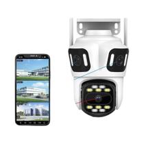 Câmera IP PTZ 6K WIFI KERUI Icsee Para Vigilância Externa Em Casa Com Três Lentes