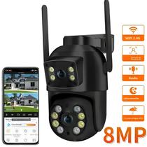 Câmera IP PTZ Wifi 4K 8MP Com Lentes Duplas E Telas Duplas, Detecção Humana Por IA, CCTV Sem Fio