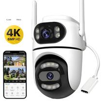 Câmera IP PTZ Wifi 4K HD 8MP Com Lentes Duplas E Duas Telas Para Vigilância Por Vídeo Com