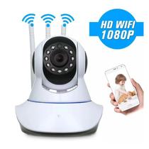 câmera iP robô 3 antenas wifi visão noturna full HD 360º microfone áudio babá eletrônica robozinho sem fio app - Câmera eletrônica