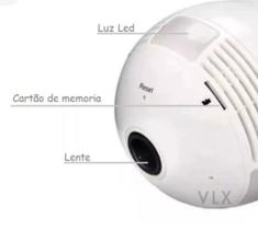 Camera IP Seguraca Lampada VR 360 Panoramica Wifi V380