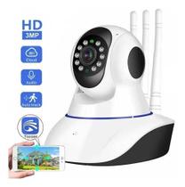 Camera Ip Segurança 3 Antenas Robo Wifi 360o 720p Hd Noturno