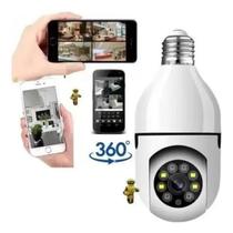 Camera Ip Segurança Lampada Panoramica Wifi Espia C/rastreio Full Hd Infravermelho Visão Noturna Câmera, Giratória, 360