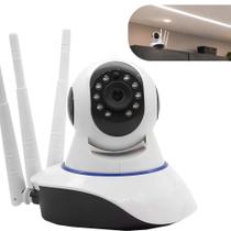 Câmera Ip Sem Fio 360 3 Antenas em Hd Wifi Visão Noturna com Alarme