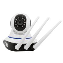 Câmera Ip Sem Fio 360 3 Antenas HD Wifi Rj45 Visão Noturna Alarme