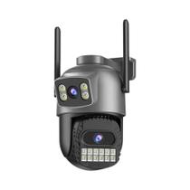 Câmera IP Sem Fio 6K 12MP Para Exterior Com Detecção Humana Por IA, 3 Lentes, 3 Telas, PTZ,