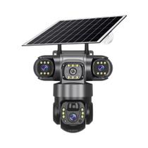 Câmera IP Solar 4G À Prova d'Água Para Exterior V380 pro Com 3 Lentes HD 15 MP Visão Noturna Áudio
