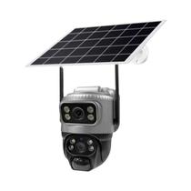 Câmera IP Solar 4G De Lente Dupla 8MP 4K Com Visão Noturna À Prova D'água E Detecção Humana Para