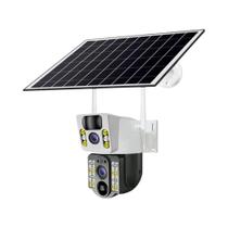 Câmera IP Solar 4K Externa Com Dupla Lente WiFi Visão Noturna Monitoramento 360 Automação
