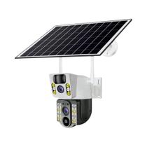 Câmera IP Solar 4K Externa Com Dupla Lente WiFi Visão Noturna Monitoramento 360 Automação