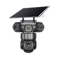 Câmera IP Solar WiFi De 15MP Com 3 Lentes V380PRO 360 À Prova d'Água Visão Noturna Áudio