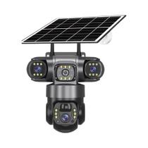 Câmera IP Solar WiFi De 15MP Com 3 Lentes V380PRO 360 À Prova d'Água Visão Noturna Áudio