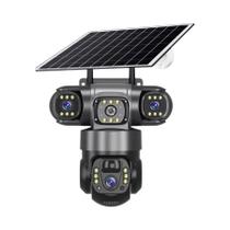 Câmera IP Solar WiFi De 15MP Com 3 Lentes V380PRO 360 À Prova d'Água Visão Noturna Áudio